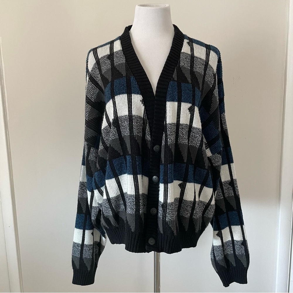 Area Vintage Oversized Multi Color Knit Cardigan Size Large
